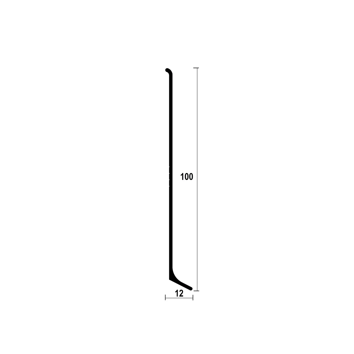 ASP100 Aluminium Skirting Profile · 100 mm