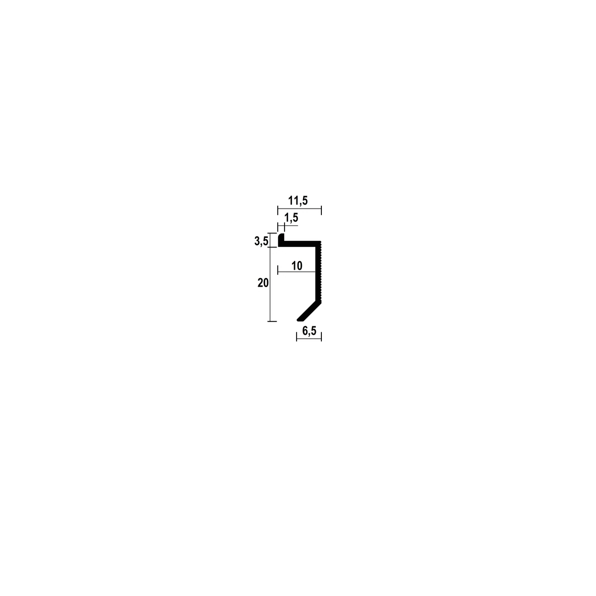 ASP112 Floor Shadow Gap Profile · 20 mm