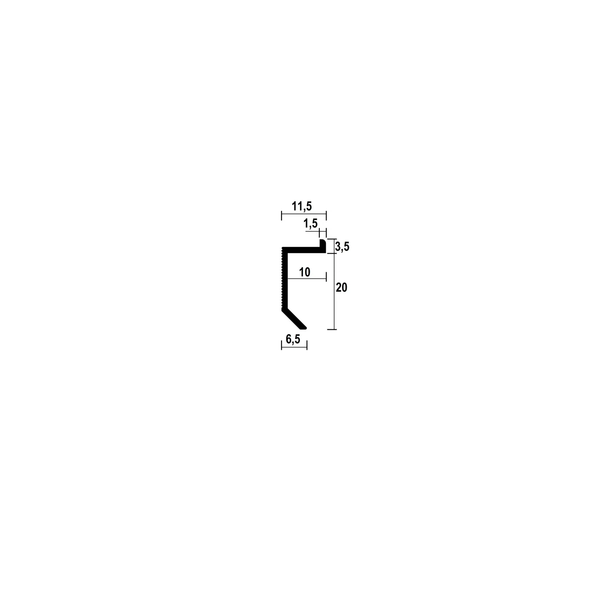 ASP112 Floor Shadow Gap Profile · 20 mm