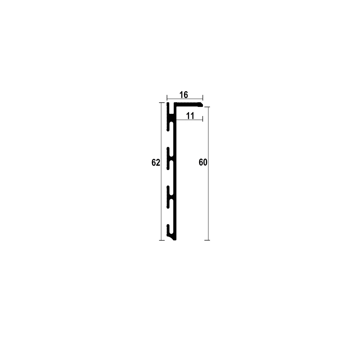 ASP116 Wall Shadow Gap Profile · 60 mm
