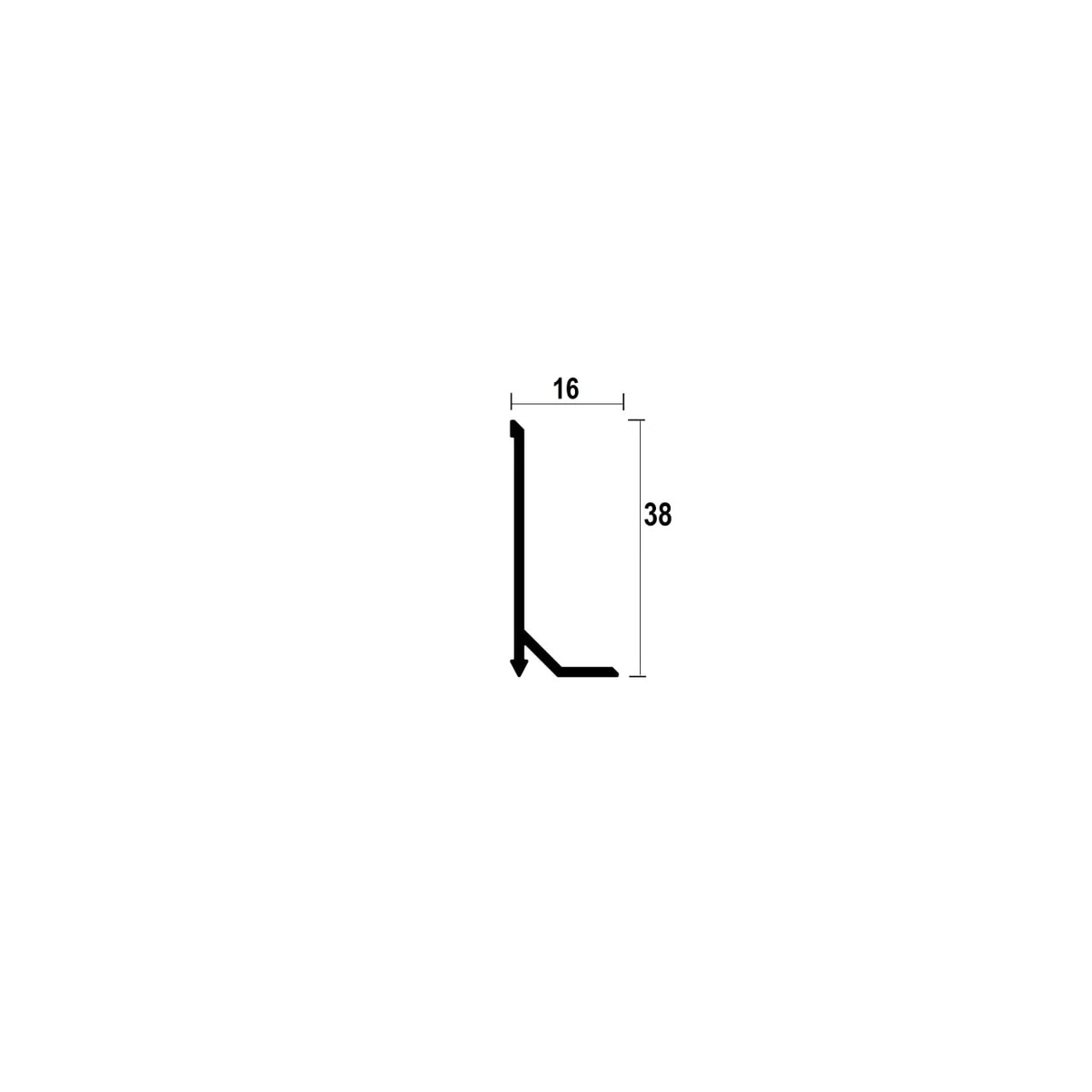 ASP38 Aluminium Skirting Profile · 38 mm