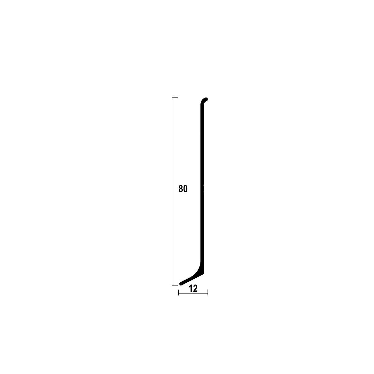 ASP80 Aluminium Skirting Profile · 80 mm