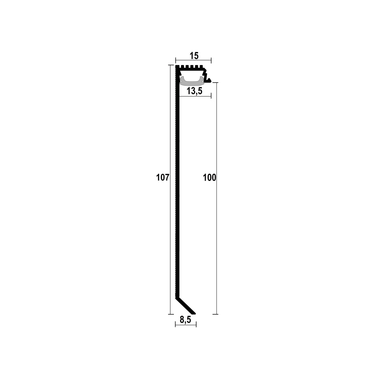 ASPL100 Floor LED Shadow Gap Profile · 100 mm