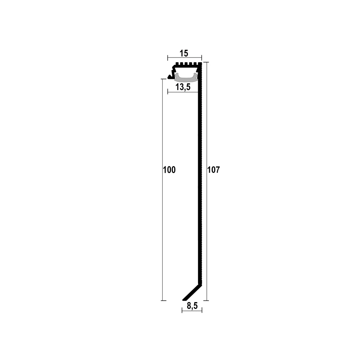 ASPL100 Floor LED Shadow Gap Profile · 100 mm
