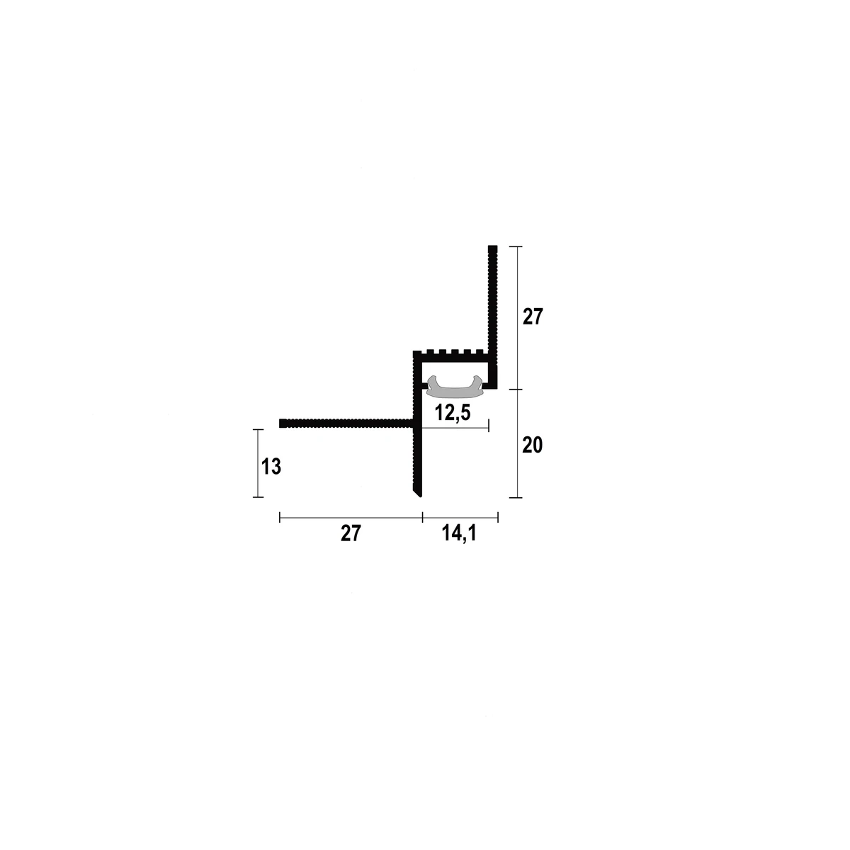AST14_12 Ceiling LED Shadow Gap Profile · 14 mm