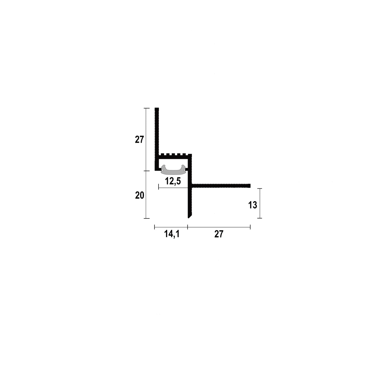 AST14_12 Ceiling LED Shadow Gap Profile · 14 mm