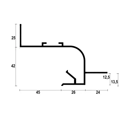 AST45 Recessed Ceiling LED Shadow Gap Profile · 45 mm